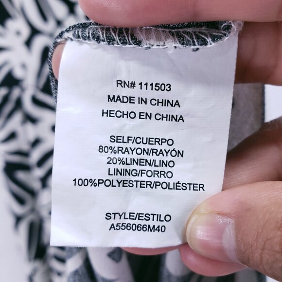 AUW Black White Floral Spaghetti Strap Maxi Dress Spanish Style Geometric L - Picture 5 of 15